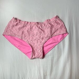 Frankie’s Bikinis Pink Lisa Eyelet Shine Bikini Bottom